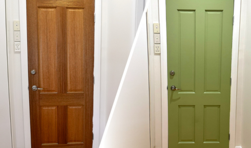 How can repainting old internal doors freshen up a dated hallway