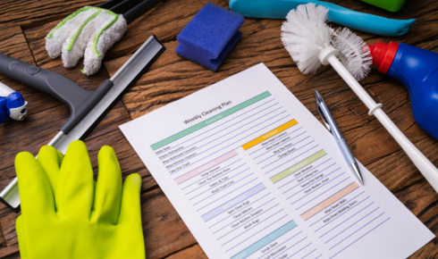 How can setting different cleaning tasks for different days reduce weekend overload